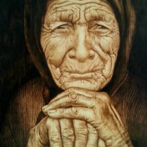 Wrinkles of Wisdom, Pyrography, Wood Burning Art