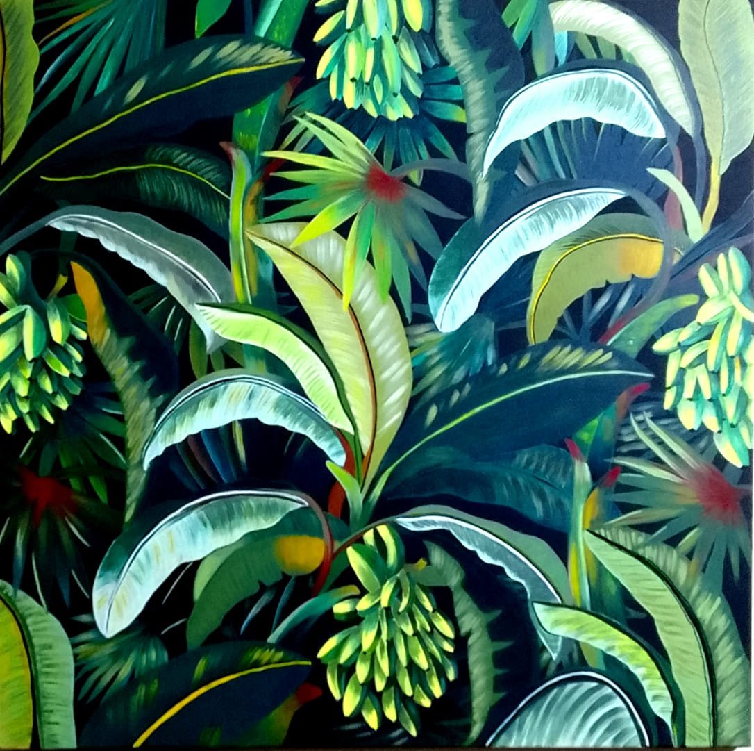 A banana tree in acrylic on canvas,