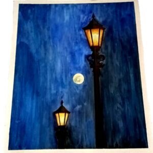 A night scene acrylic painting on canvas