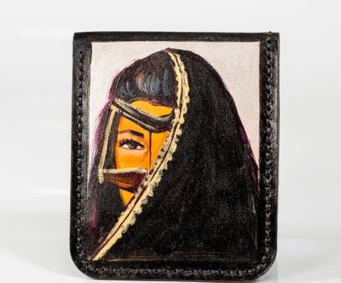 painting on a wallet made of genuine leather