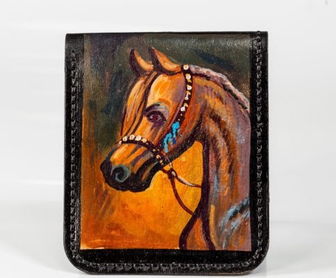 painting on a wallet made of genuine leather