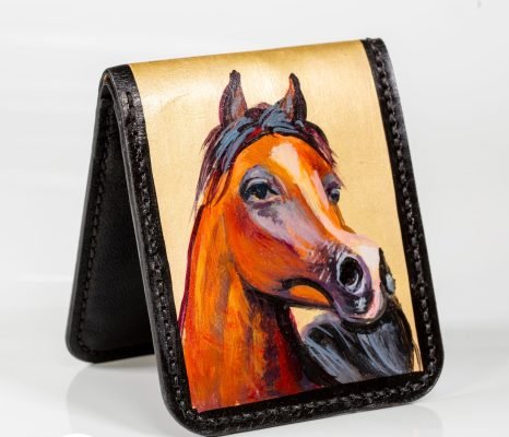 painting on a wallet made of genuine leather