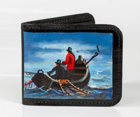 painting on a wallet made of genuine leather