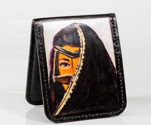 painting on a wallet made of genuine leather