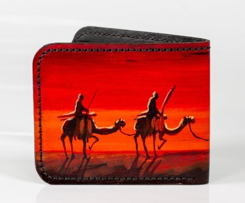 painting on a wallet made of genuine leather