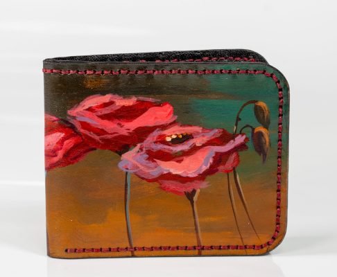 painting on a wallet made of genuine leather