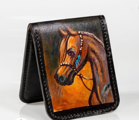 painting on a wallet made of genuine leather