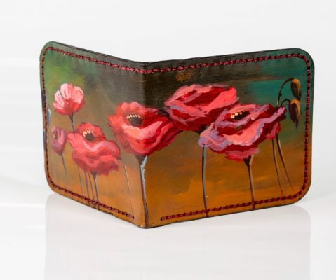 painting on a wallet made of genuine leather