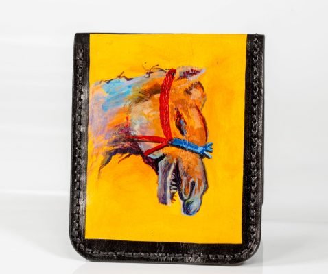 painting on a wallet made of genuine leather